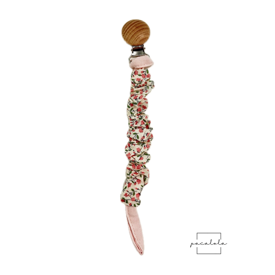 Chupetero fruncido flor rosa