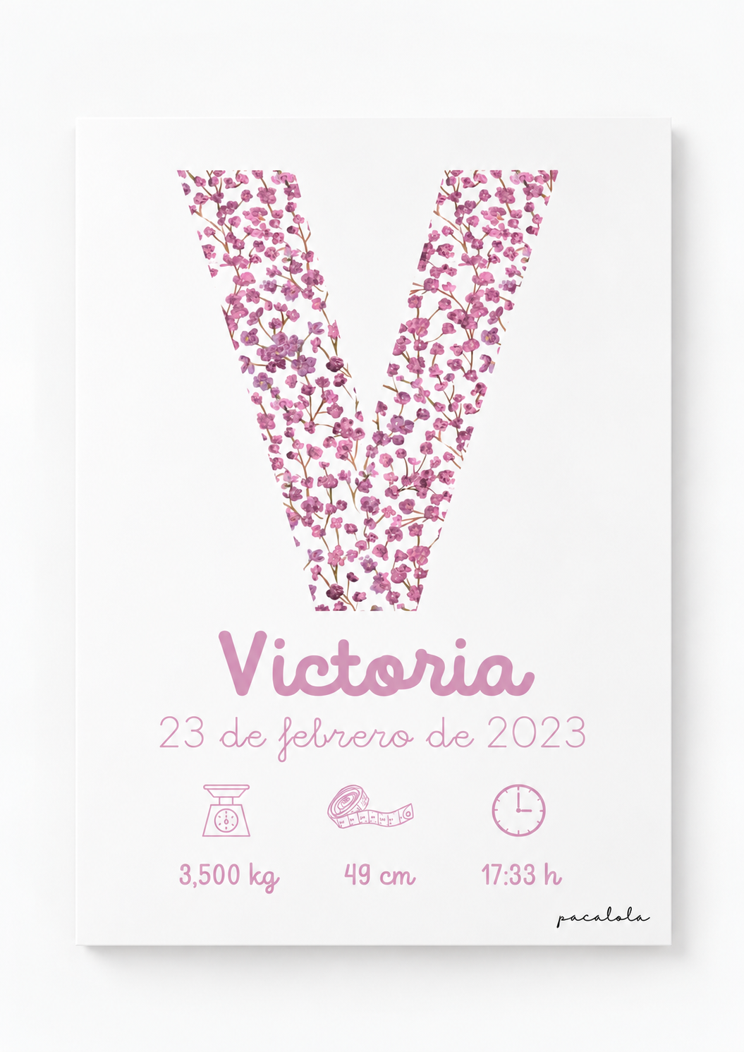 Cuadro nacimiento letra flor