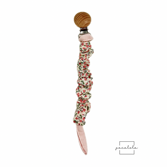 Chupetero fruncido flor rosa